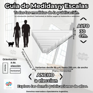 Espejo para Baño - Ancho a Elección x 30 cm de Alto - COLGAR con Soportes