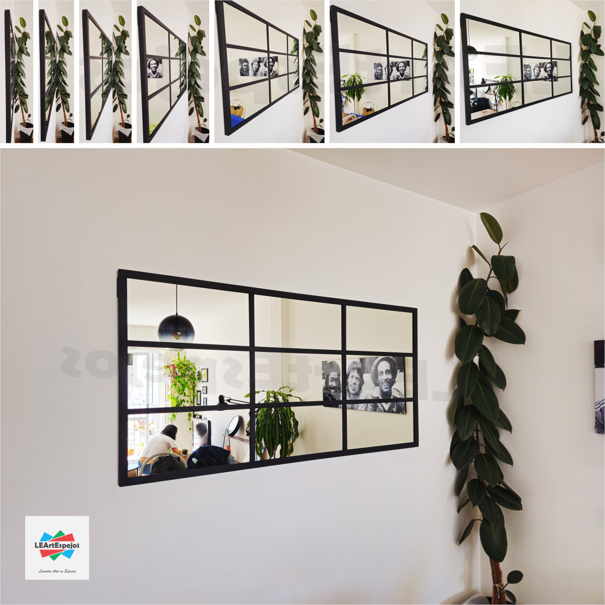 Espejo Hierro Repartido LEArtEspejos 0003 Espejo Horizontal Marco Hierro Repartido - Ancho x Alto desde 140 x 60 cm. hasta 180 x 120 cm. - Linea intermedia - Fabricacion a Medida <p style="color: #737373; font-size: 13px; font-family: sans-serif; margin-bottom: 5px;">Nuevo | +5 vendidos</p>