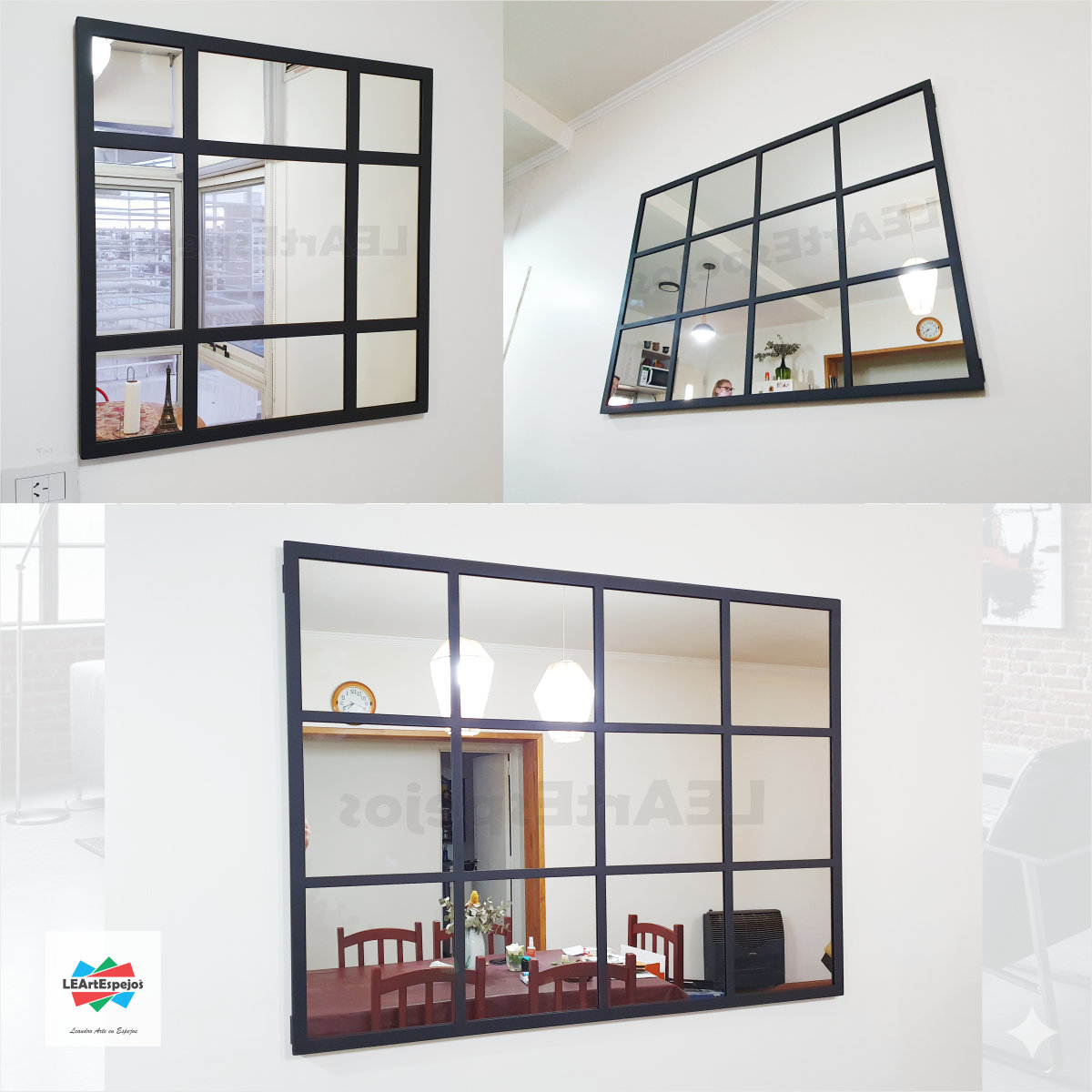 Espejo Hierro Repartido LEArtEspejos 0005 Espejo Horizontal Marco Hierro Repartido - Ancho x Alto desde 140 x 60 cm. hasta 180 x 120 cm. - Linea intermedia - Fabricacion a Medida <p style="color: #737373; font-size: 13px; font-family: sans-serif; margin-bottom: 5px;">Nuevo | +5 vendidos</p>