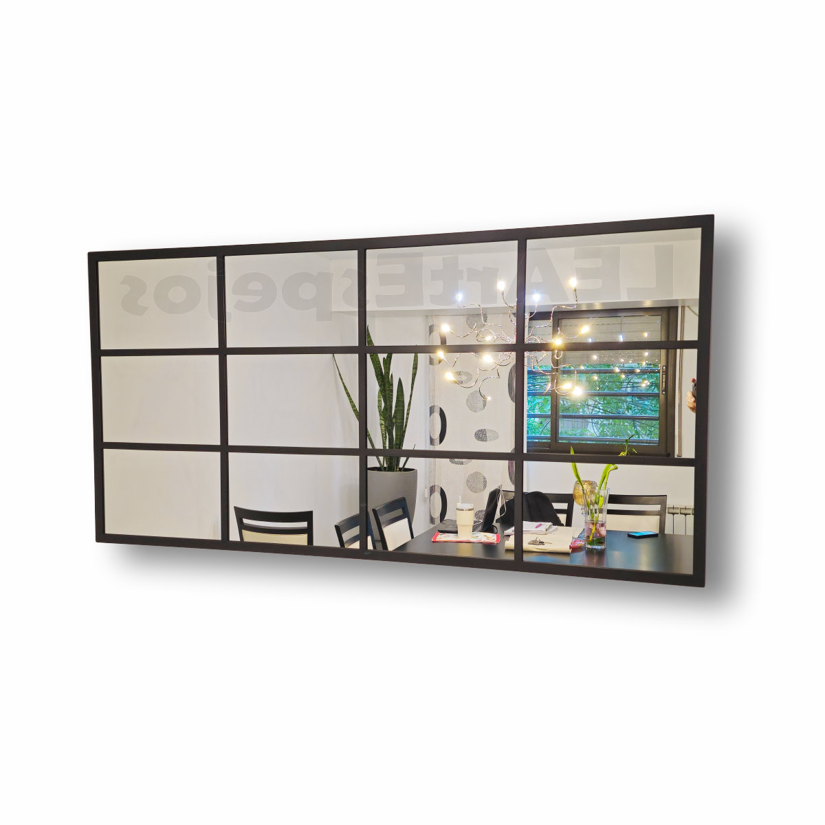 Espejo Hierro Repartido LEArtEspejos 0012 Espejo Horizontal Marco Hierro Repartido - Ancho x Alto desde 140 x 60 cm. hasta 180 x 120 cm. - Linea intermedia - Fabricacion a Medida <p style="color: #737373; font-size: 13px; font-family: sans-serif; margin-bottom: 5px;">Nuevo | +5 vendidos</p>