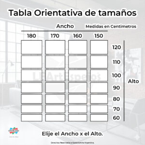 Tabla orientativa de tamaños - LEArtEspejos-001 Espejo Horizontal Marco Hierro Repartido - Ancho x Alto desde 140 x 60 cm. hasta 180 x 120 cm. - Linea intermedia - Fabricacion a Medida <p style="color: #737373; font-size: 13px; font-family: sans-serif; margin-bottom: 5px;">Nuevo | +5 vendidos</p>
