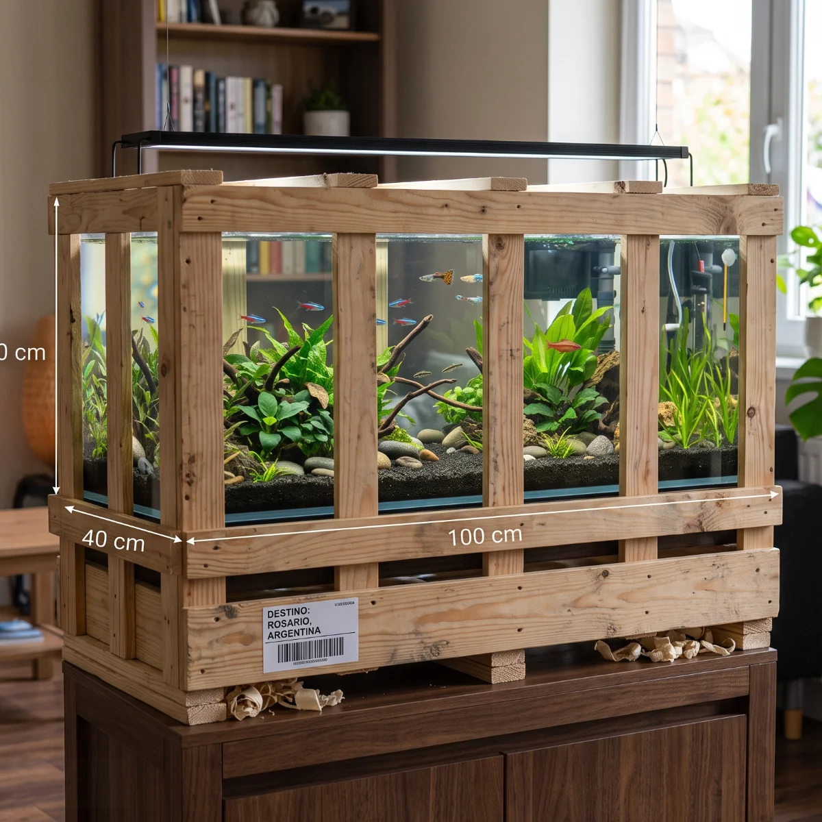 Pecera Acuario 6mm. 100 x 40 x 40 cm. + Embalaje de madera
