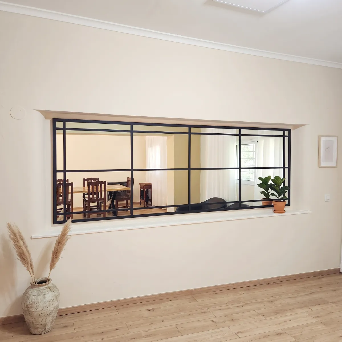 Espejo Grid Window 150 x 70 cm. Hierro Repartido Colgar Horizontal