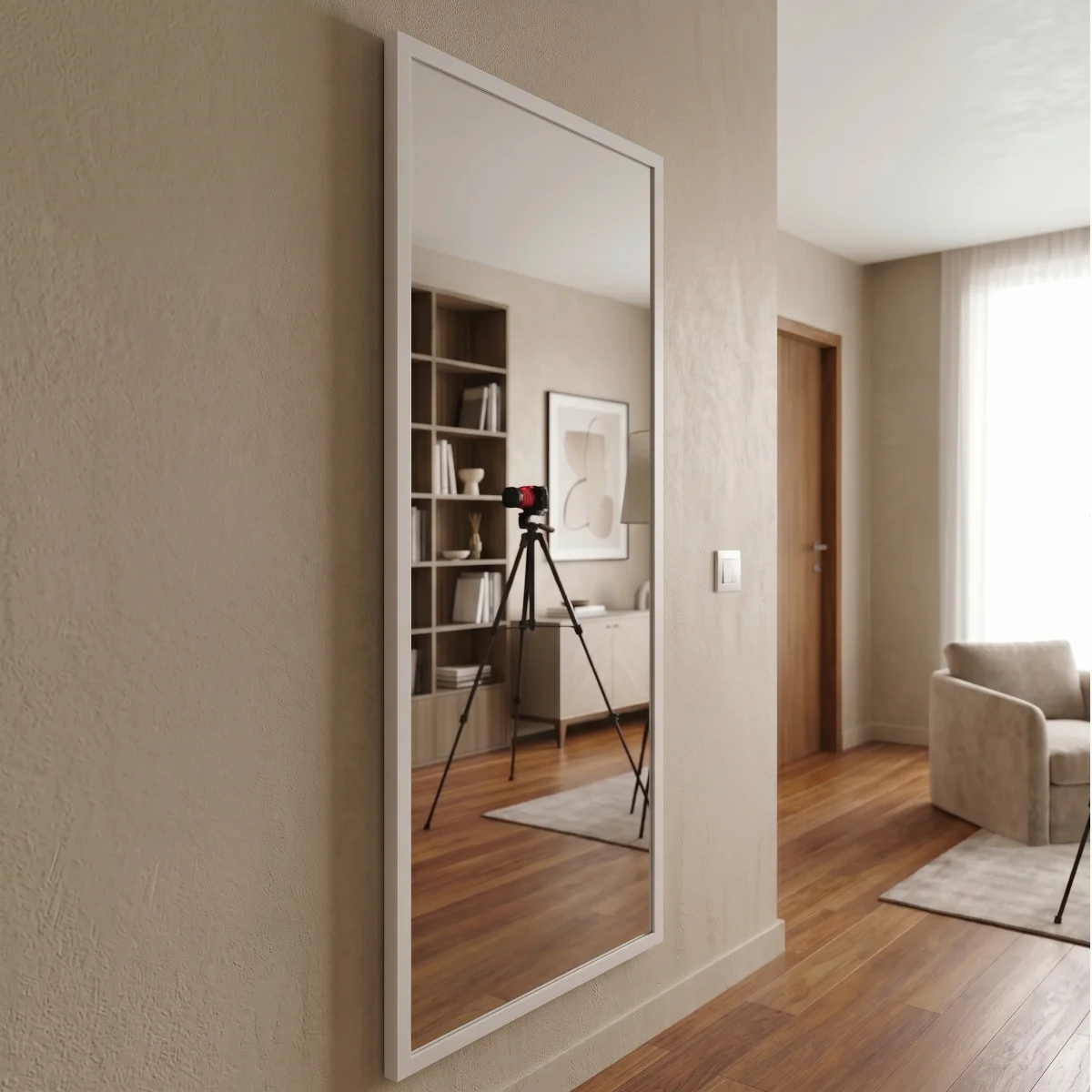 Espejo 90 x 130 cm Marco Hierro Colgar Vestidor Cuerpo Entero