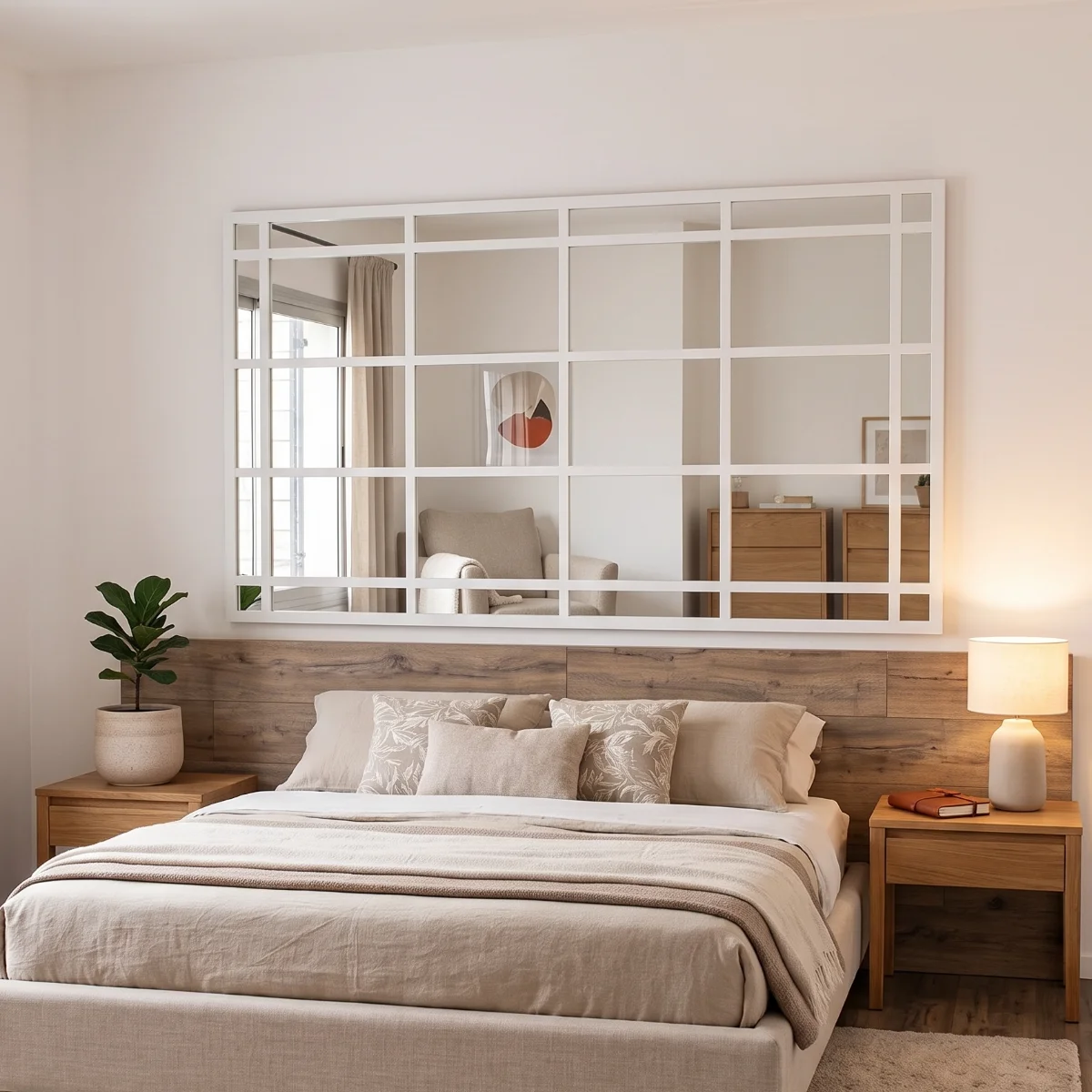 Espejo Grid Window 150 x 70 cm. Hierro Repartido Colgar Horizontal