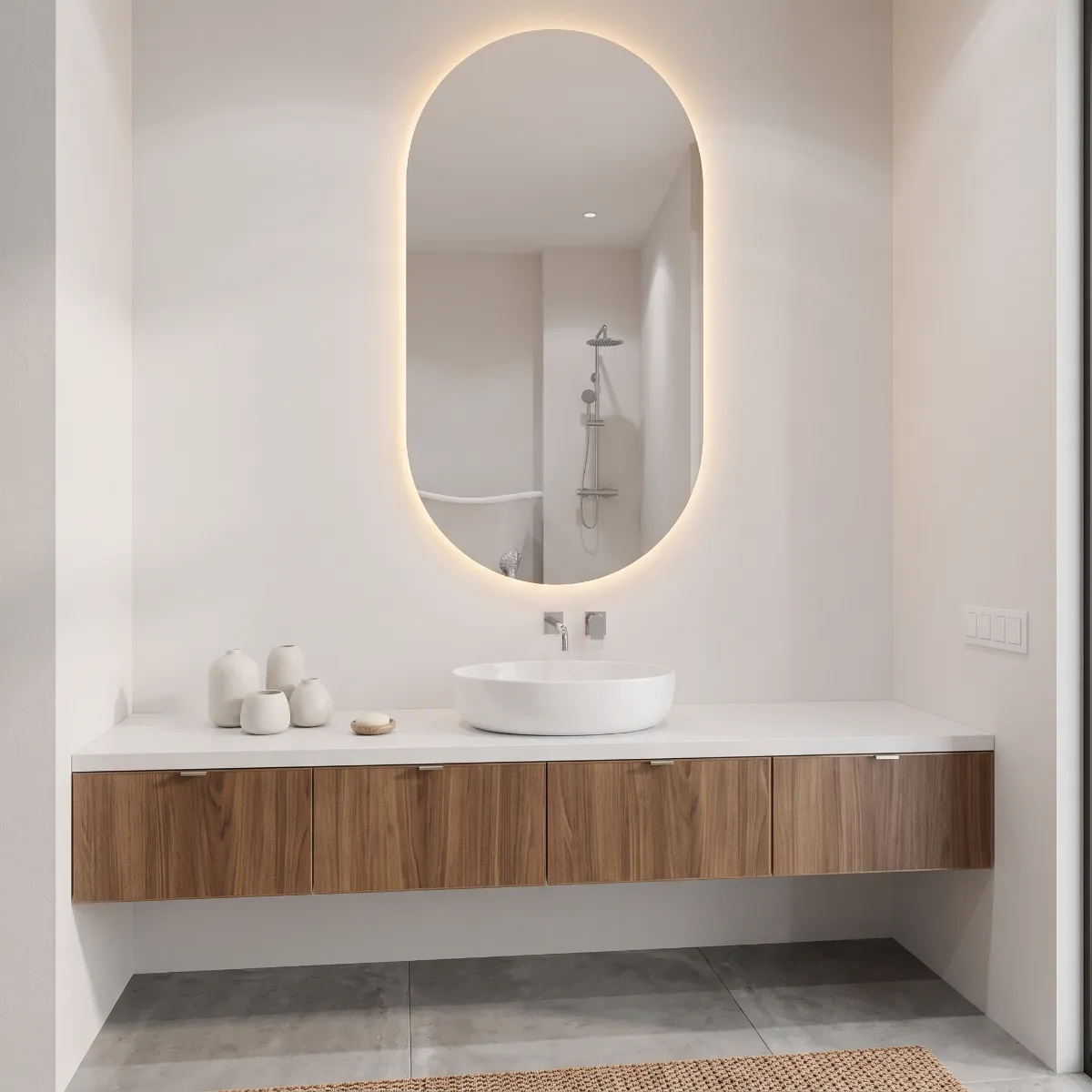 Espejo LED 60 x 90 cm. Pildora Colgar Sin Marco Bordes Pulidos Vertical