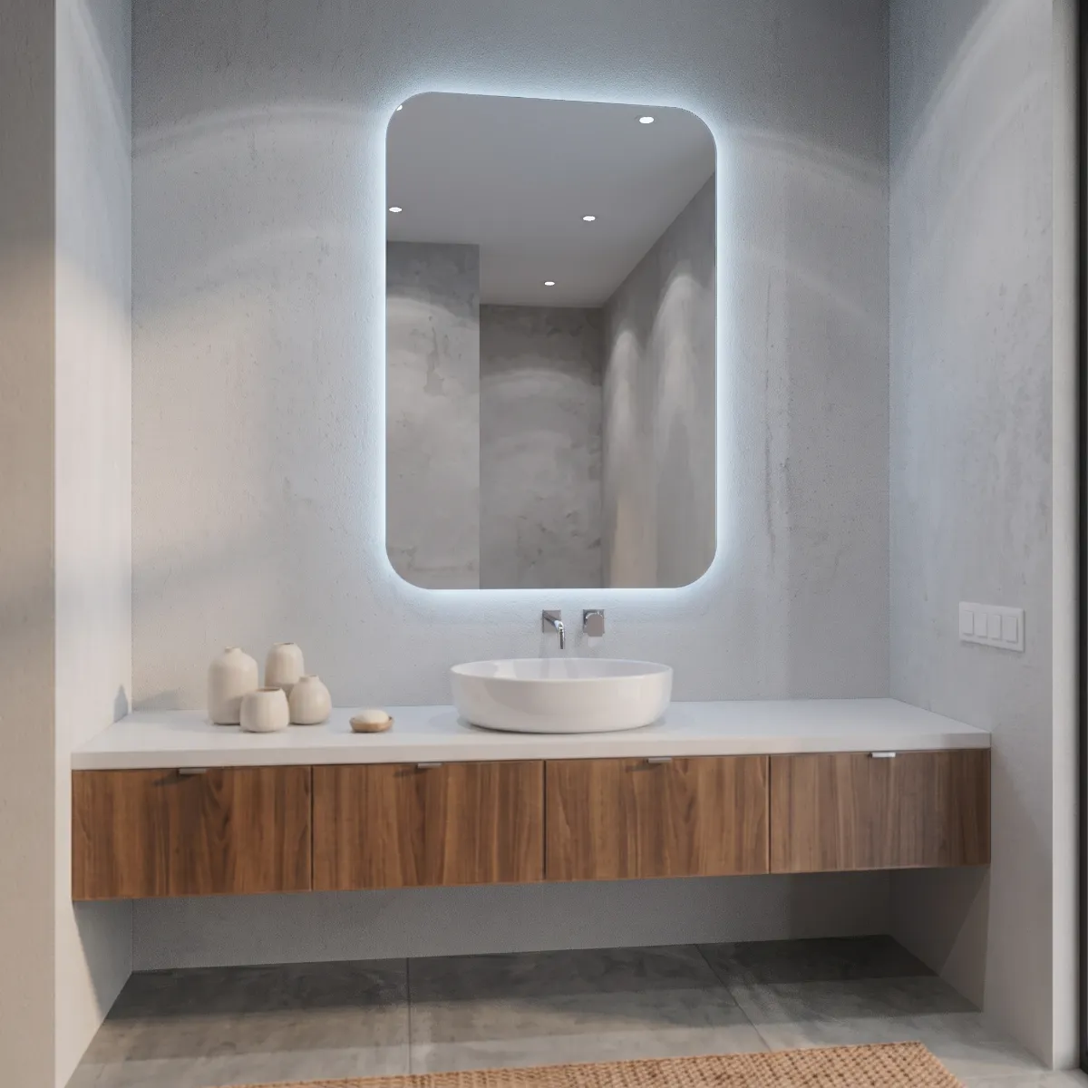 Espejo LED 50 x 70 cm. Edge Colgar Sin Marco Bordes Pulidos