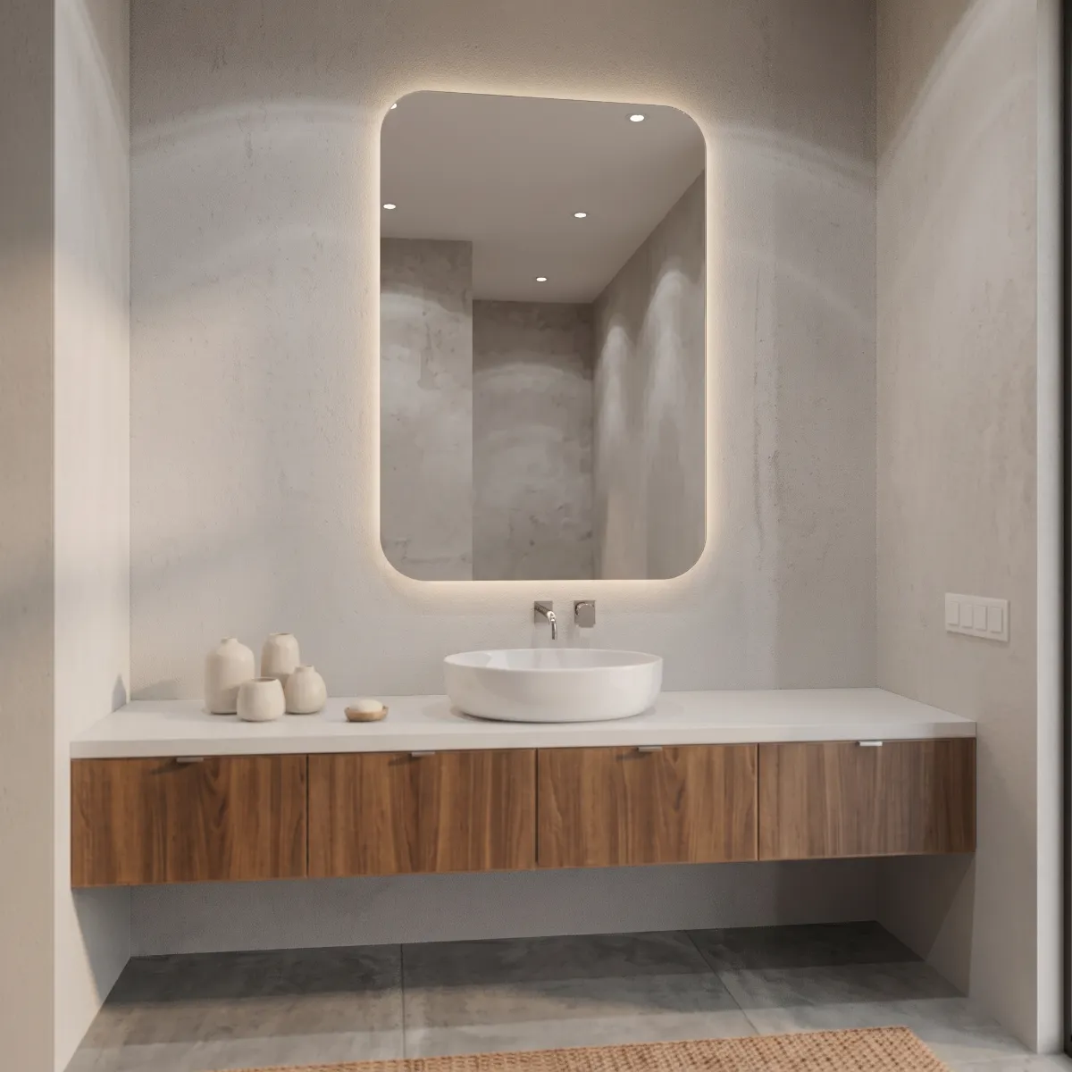Espejo LED 50 x 70 cm. Edge Colgar Sin Marco Bordes Pulidos